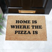 Artsy Mats Home is where the pizza is Doormat in Black | Size: 40 cm x 60 cm
