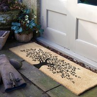 Artsy Mats Tree of Life Harmony Double Door / Patio Doormat in Black | Size: 40 cm x 120 cm