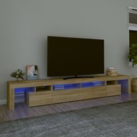 TV Cabinet LED Lights Sonoma Oak 260x36.5x40 cm