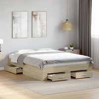 Berkfield Home Bed Frame with Drawers without Mattress Sonoma Oak 135x190 cm Double in Brown