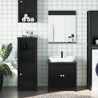 Berkfield Home 3 Piece Bathroom Furniture Set BERG Black Solid Wood Pine