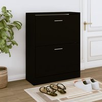Berkfield Home Shoe Cabinet Black 63x24x81 cm Engineered Wood | Size: 63 x 24 x 81 cm
