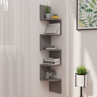 Berkfield Home Wall Corner Shelf Grey 19x19x123 cm Engineered Wood | Size: 19 x 19 x 123 cm