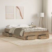 Berkfield Home Bed Frame with Drawers Artisan Oak 120x200 cm Engineered Wood in Brown
