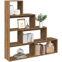 Berkfield Home Room Divider Bookcase 4-Tier Artisan Oak 143.5x29x143.5 cm Engineered Wood in Brown
