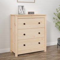 Berkfield Home Sideboard 70x35x80 cm Solid Wood Pine in Brown | Size: 70 x 35 x 80 cm