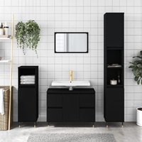 Berkfield Home Bathroom Cabinet Black 80x33x60 cm Engineered Wood | Size: 80 x 33 x 60 cm