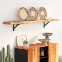 Berkfield Home Wall Shelf 160x20x2.5 cm Rectangular Solid Wood Acacia Live Edge in Brown