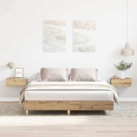 Berkfield Home Bed Frame No Mattress Artisan Oak 140x200 cm Engineered Wood in Brown