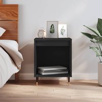 Berkfield Home Bedside Cabinet Black 40x35x50 cm Engineered Wood | Size: 40 x 35 x 50 cm