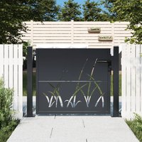 Berkfield Home Garden Gate Anthracite 105x105 cm Steel Grass Design