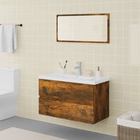 Berkfield Home Bathroom Furniture Set Smoked Oak Engineered Wood in Brown
