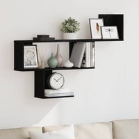 Berkfield Home Wall Shelf Black Oak 100x15x70 cm Engineered Wood | Size: 100 x 15 x 70 cm