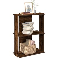 Bookcase 3 Tier Smoked Oak 60x30x80 cm Engineered Wood x 30 x 80 cm