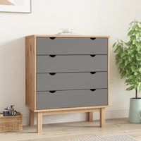 Drawer Cabinet OTTA Brown&Grey 76.5x39.5x90cm Solid Wood Pine Grey 76.5x39.5x90 cm