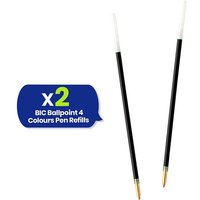 Bic Ballpoint Pen 4 Colours Refill Ink - Blister Pack of 2 - Green