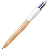 Bic 4-Colour Wood Effect Pens Retractable Multi Colour Pen 1.0mm for Office Use