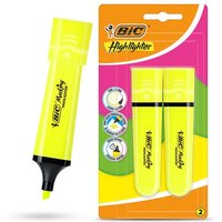 Bic Highlighter Flat - Neon Yellow - Blister pack of 2