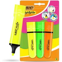 Bic Highlighter Flat - Assorted Neon - Blister pack of 3
