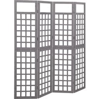 Berkfield Home 4-Panel Room Divider/Trellis Solid Fir Wood Grey 161x180 cm