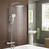 Round Thermostatic Shower Kit Bath Filler Chrome Metallic