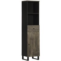 Berkfield Home Bathroom Cabinet Black 38x33x160 cm Solid Wood Mango | Size: 38 x 33 x 160 cm