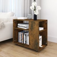 Berkfield Home Side Table Smoked Oak 70x35x55 cm Engineered Wood in Brown | Size: 70 x 35 x 55 cm