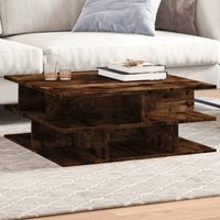 Berkfield Home Coffee Table Smoked Oak 70x70x29 cm Engineered Wood in Brown | Size: 70 x 70 x 29 cm