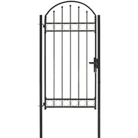 Berkfield Home Fence Gate with Arched Top Steel 100x250 cm Black
