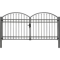 Berkfield Home Fence Gate Double Door with Arched Top Steel 300x125 cm Black