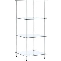 Berkfield Home 4-Tier Shelf Transparent 40x40x100 cm Tempered Glass in Clear | Size: 40 x 40 x 100 cm