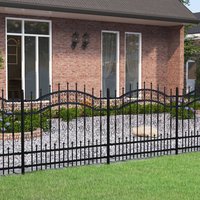 Berkfield Home Garden Fence with Spear Top Black 140 cm Powder-coated Steel
