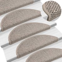 Stair Mats Self adhesive Sisal Look 15 pcs 56x17x3 cm Silver