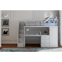 Dacota High Sleeper Bed Frame Desk & Storage Single