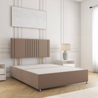 BSSPOKE Monaco Plush Velvet Divan Bed 24" Headboard & No Mattress No Drawers in Bronze | Size: Small Double