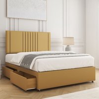 Monaco Velvet Divan Bed Set 24"Headboard 2Drawers Same Side & Mattress Double