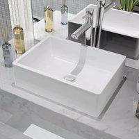 Berkfield Home Basin Ceramic White 41x30x12 cm | Size: 41 x 30 x 12 cm