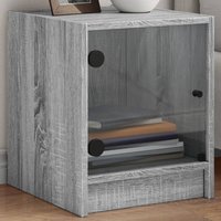 Berkfield Home Bedside Cabinets with Glass Doors 2 pcs Grey Sonoma 35x37x42 cm | Size: 35 x 37 x 42 cm