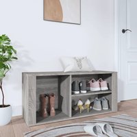 Berkfield Home Shoe Cabinet Grey Sonoma 100x35x45 cm Engineered Wood | Size: 100 x 35 x 45 cm