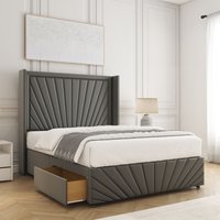 Nola Divan Bed Plush Velvet 54"Headboard 2Drawers Footend No Mattress King