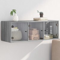 Berkfield Home Wall Cabinet with Glass Doors Grey Sonoma 102x37x35 cm | Size: 102 x 37 x 35 cm