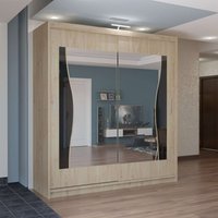 Basel Mirror Sliding Wardrobe LED Light 120cm x 217cm cm x 217 cm