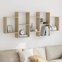 Berkfield Home Wall Shelf Sonoma Oak 159x18x65 cm Engineered Wood in Brown | Size: 159 x 18 x 65 cm