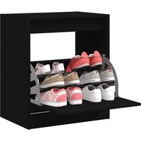 Berkfield Home Shoe Cabinet Black 60x42x69 cm Engineered Wood | Size: 60 x 42 x 69 cm