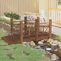 Berkfield Home Garden Bridge with Railings 150x67x56cm Solid Wood Spruce in Brown | Size: 150 x 67 x 56 cm