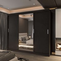 Large Mirror Wardrobe LED Modern Storage W250cm x H217cm