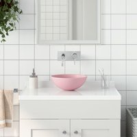 Berkfield Home Bathroom Sink Ceramic Matt Pink Round