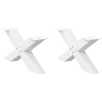 Berkfield Home Coffee Table Legs X-Shaped 2 pcs White 70x(30-31) cm Steel
