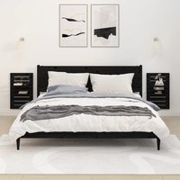 Berkfield Home Wall-mounted Bedside Shelves 2 pcs Black Solid Wood Pine