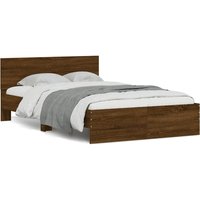 Bed Frame Headboard & LED Oak 140x190 cm